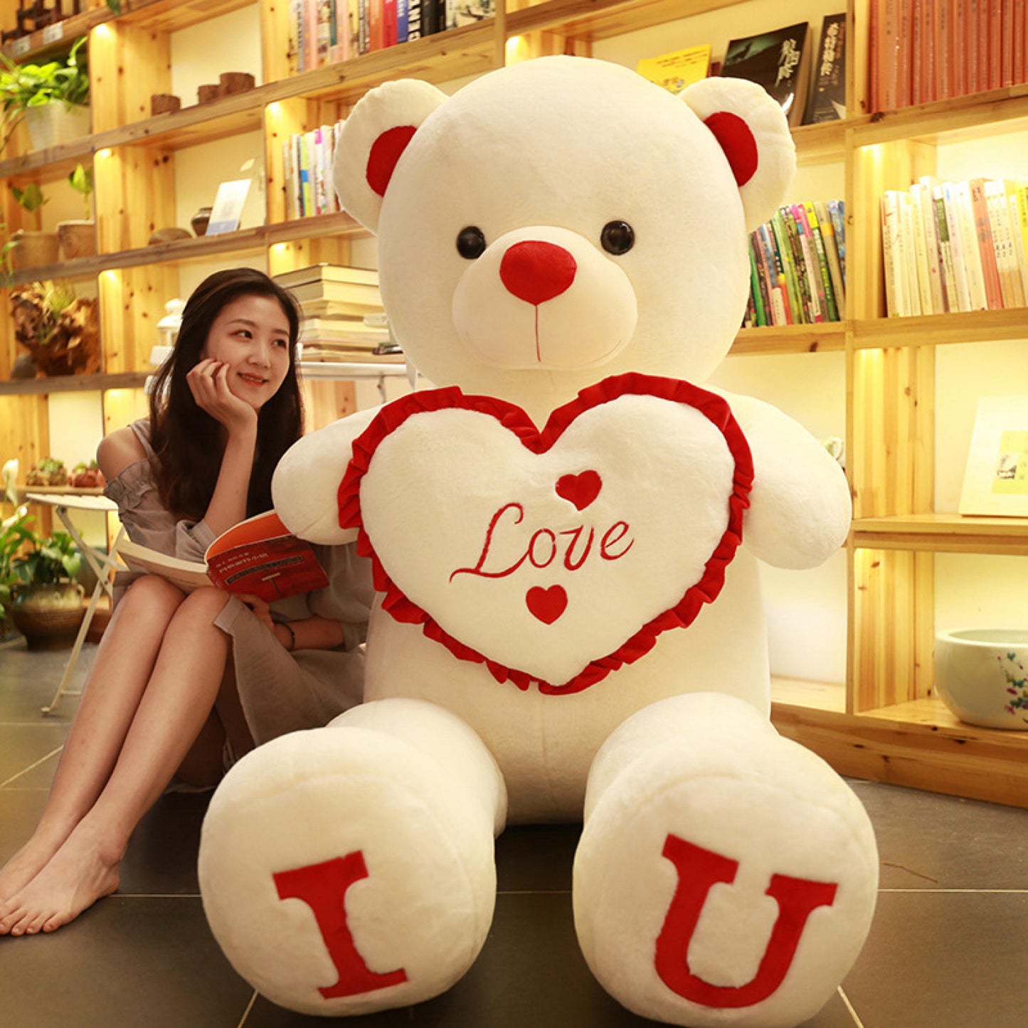 100cm Big I LOVE YOU Bear Plush Toy Lovely Huge Stuffed Soft Bear Doll Lover Bear Adult Toys Birthday Gifts For Girlfriends