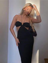 Cryptographic 2024 Summer Spaghetti Strap Halter Sexy Backless Maxi Dress Elegant Bandage Sleeveless Club Party Dresses Bodycon 3