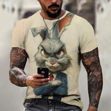 Angry Animal Print Summer Men's T Shirt Casual Short Sleeve Fashion Streetwear Male Oversized Clothing Crew Neck T-Shirts