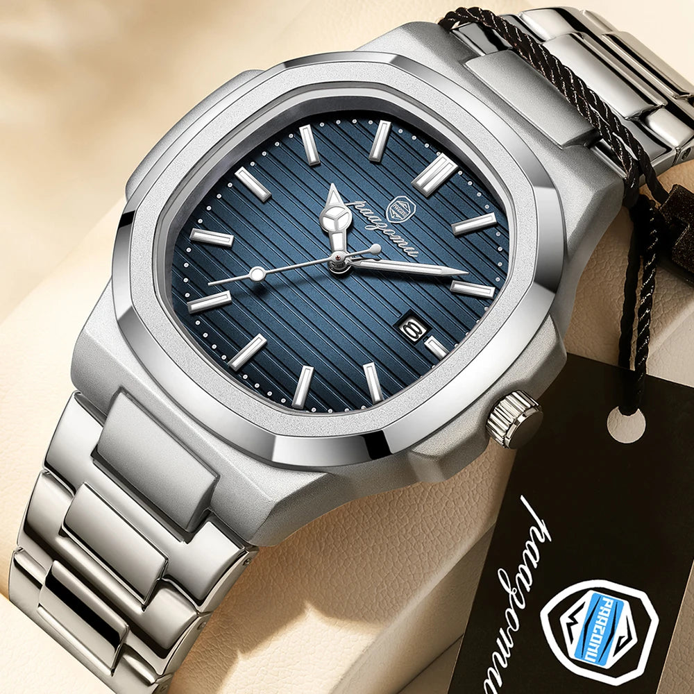 Men Quartz Watch Luxury Waterproof Date Week Luminous Wristwatch Stainless Steel Men's Watches