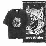 COOLMIND DB cat Printed Cotton Acid Washed Exclusive Graphic Unisex T Shirt Cool Streetwear Men Tshirts Big Size Tee for men