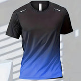 Men's T-shirts Sports T-shirt Quick-drying Gradient Short Sleeve Tees Outdoor Workout Basketball Training Running men clothes 2