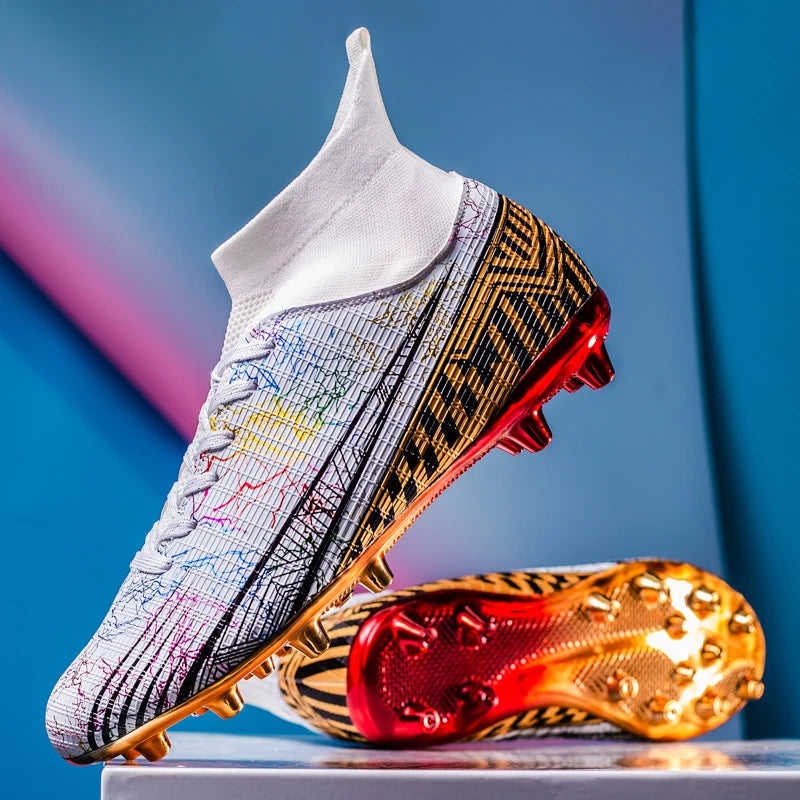 Men's Soccer Shoes High-Top Football Cleats, Outdoor Breathable Athletic Professional Spikes Youth Boys Football Shoes Unisex 6