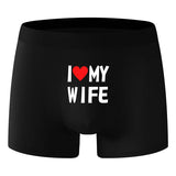 6pcs/set Men Underwear Solid Color Men Boxer Shorts Fashion Personalized Printing I Love My Wife Soft Breathable Men Underpant 2