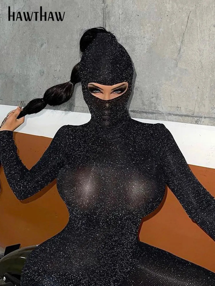 Hawthaw Women Autumn Winter Long Sleeve Backless Bodycon Soild Color Black Jumpsuit Romper Playsuit 2020 Fall Clothes Streetwear 7