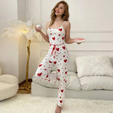 Love Print Women's Plus Size Pajamas - White 2 Piece Short Set - Breathable Soft Casual Sleepwear 3