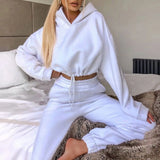 Fashion Trend Women's Wear, Long-sleeved Sports Casual Suit Waist Two-piece Set 4
