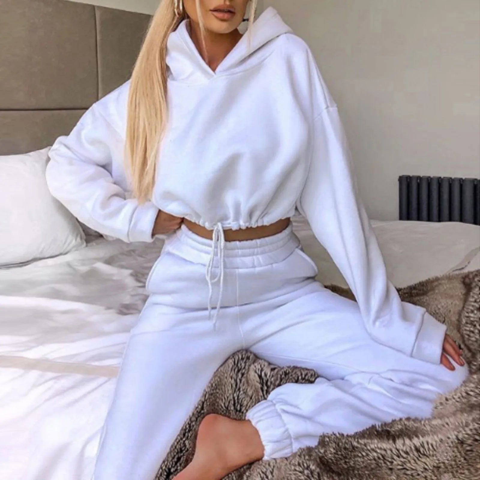 Fashion Trend Women's Wear, Long-sleeved Sports Casual Suit Waist Two-piece Set 4