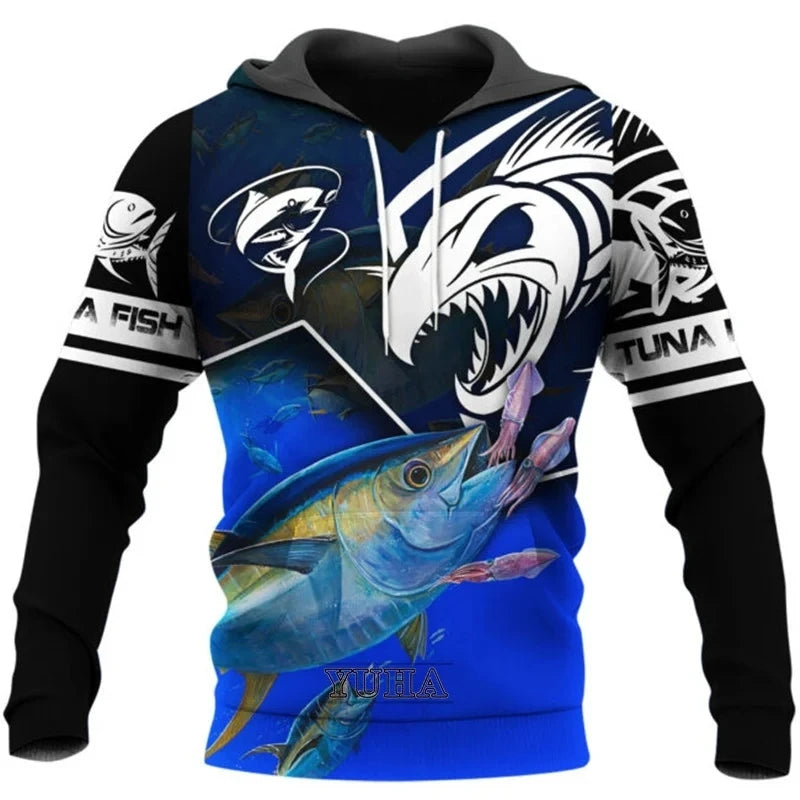 Animal Fisher Marlin Sweatshirts Man Tracksuit Fishing Camo Hoodies For Men Fashion Streetwear Harajuku Y2k 3D Print Pullovers