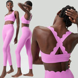 Women Solid Color Gym Suit Two Pieces Fitness Yoga Set Super Streth Slim Fit Running Sportswear Breathable Workout Clothes 6