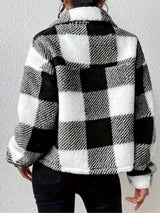 Autumn/winter Elegant Winter Coat Female Women's Urban New in Coat Plaid Pattern Lapel Button Fleece Women's Winter Coats 3