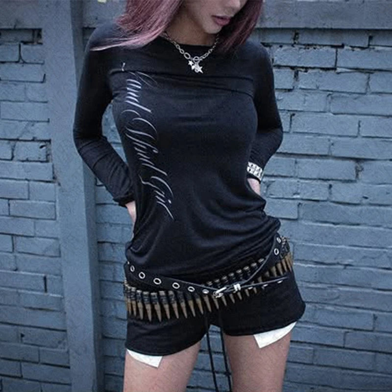 Gothic Harajuku Vintage Punk Emo Girls Long Sleeve Tee Sexy Slim Chic Printing Crop Tops Grunge Y2K Aesthetic Women's Streetwear 3
