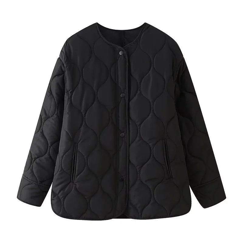 MUJER Black Quilted Jacket Women Padded Demi-season Jackets for Women Long Sleeve Winter Coat Female Outerwears Women's Jacket 4