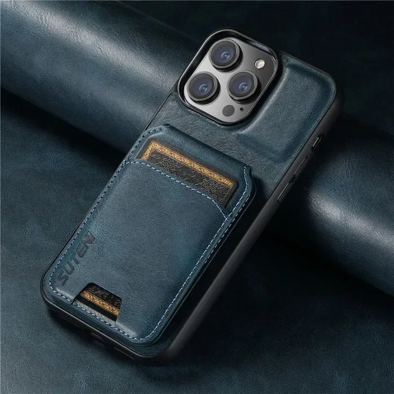 Luxury Leather Wallet Case with Magnetic Closure