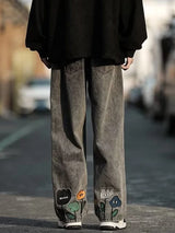 Men's Y2K Floral Wide-Leg Jeans