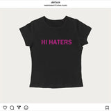 Hi Haters Letter Gothic T-shirt High Street Sexy Tees Harajuku Crop tops Short sleeve top Fairy Grunge Skinny Tops Y2k Clothes 6