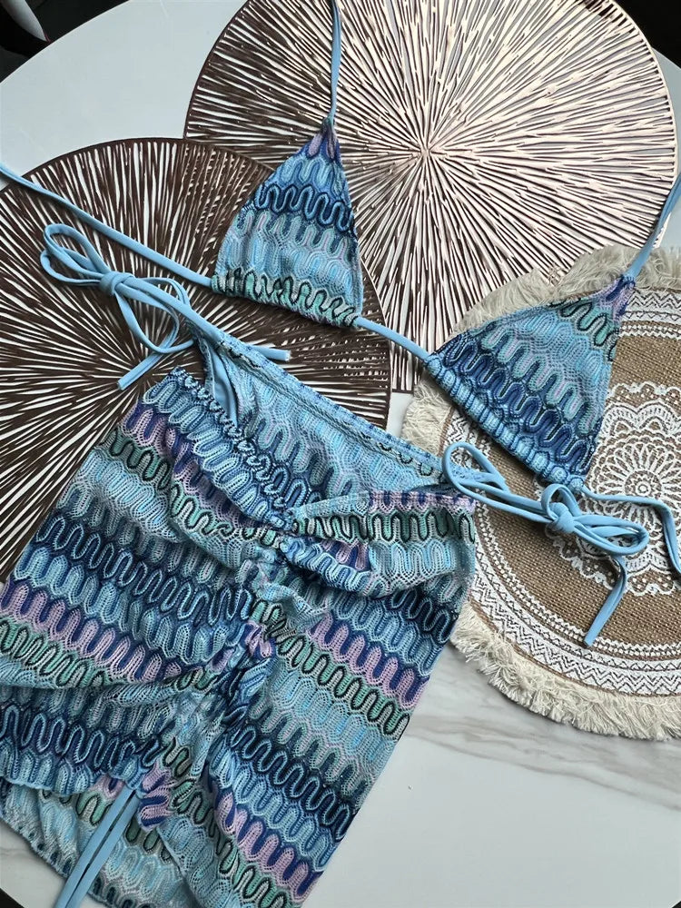 Women’s Maple Leaf Three-Piece Swimsuit Set