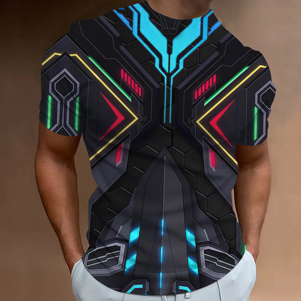 Fashion T-Shirts For Men 3d Line Printed Men'S Clothing Street Designer Short Sleeved Oversized Top Tees Daily Casual Sportswear 5