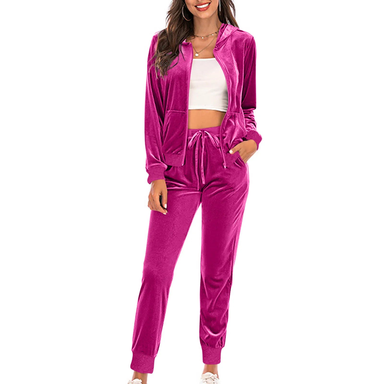 Velvet Zip Up Hoodie & Pants Set 3