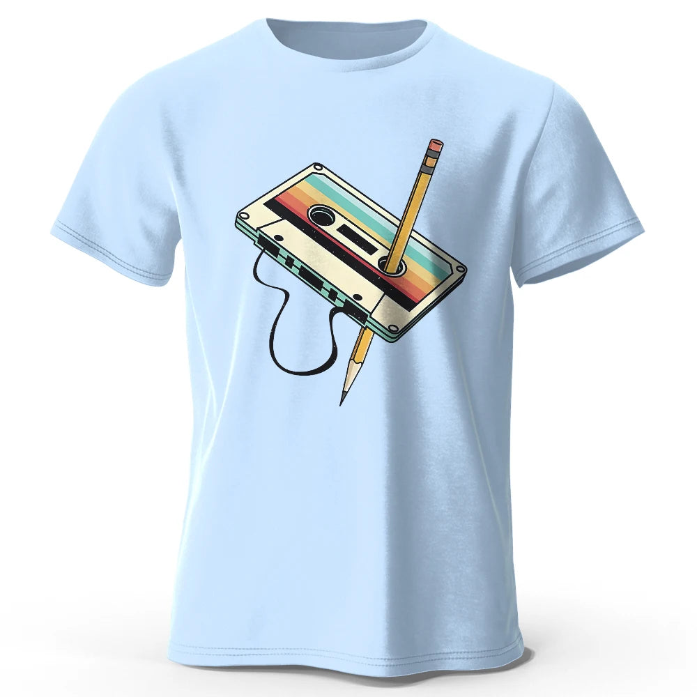 Men's Summer Essential 100% Cotton Printed T-Shirt, Soft & Breathable Round Neck Short Sleeve Tee, Unisex Casual Wear 3