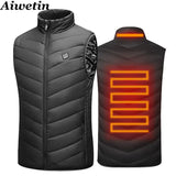 Men USB Infrared 17 Heating Areas Vest Jacket Men Winter Electric Heated Vest Waistcoat For Sports Hiking Oversized 5XL 2