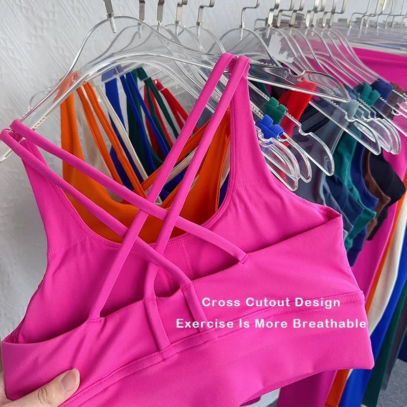 2024 New 2 Piece Yoga Set Breathable Fitness Suit Cross Back Yoga Tops Peach Butt Yoga Pants Pilates Running Fitness Suit 3