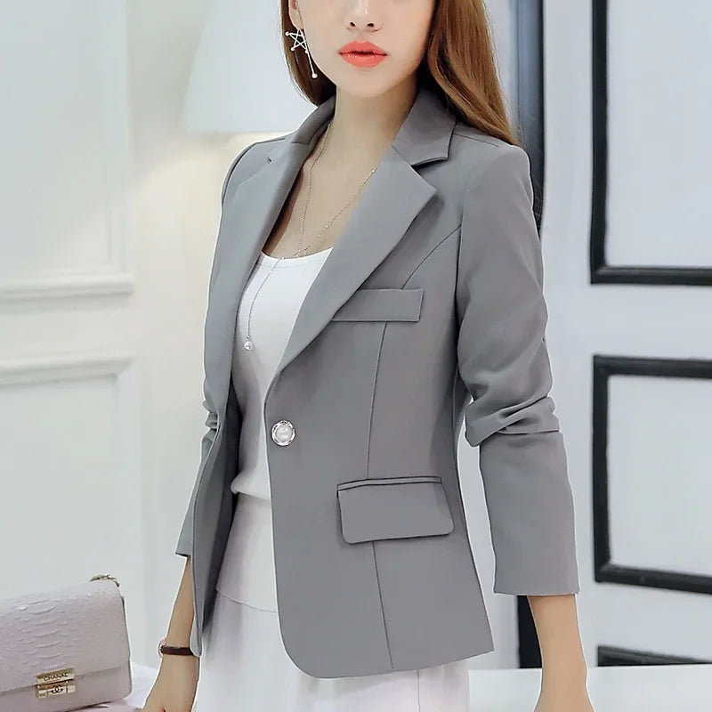 Black Women Blazer 2024 Formal Slim Blazers Lady Office Work Suit Pockets Jackets Coat Female Wine Notched Blazer Jackets Femme 6