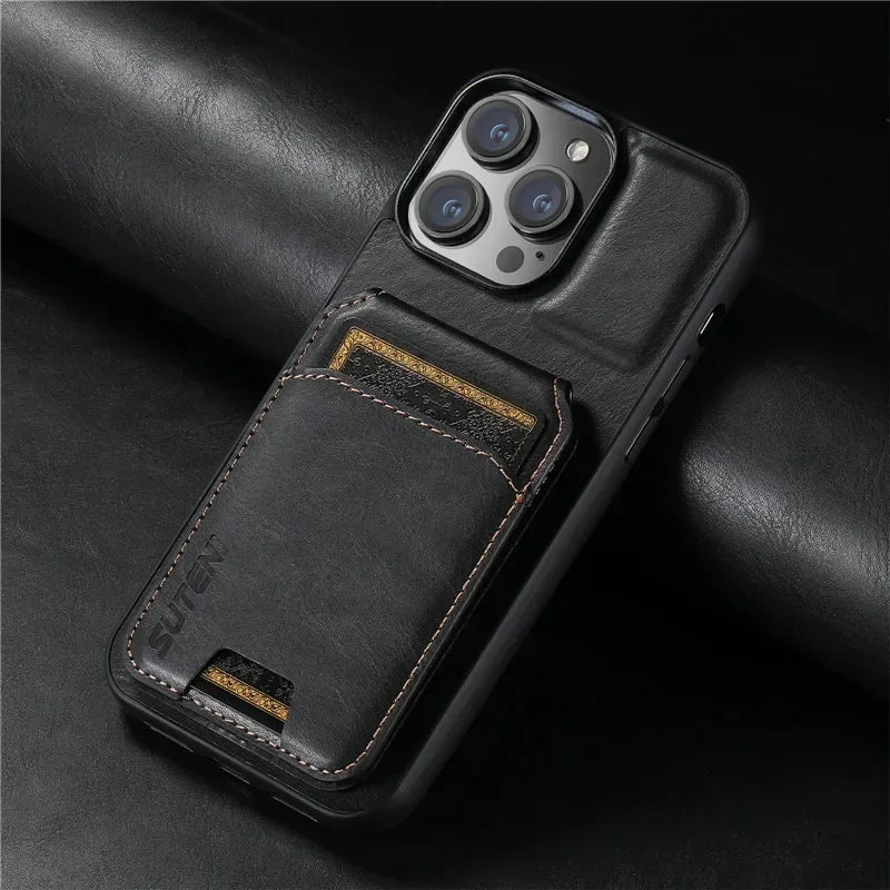 Luxury Leather Wallet Case with Magnetic Closure