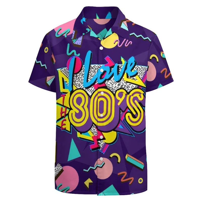 Men's 3D Hawaiian Shirt - Classic Funky Retro Graphic Button Up Party TopStreet Y2k Clothing 1