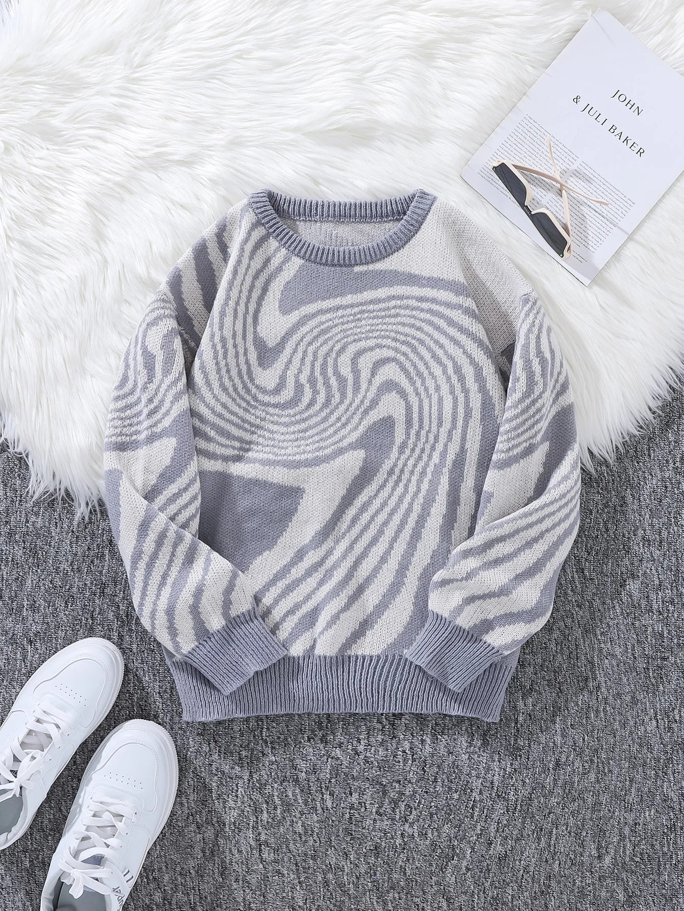 New-Popular-Autumn-and-Winter-Maze-Jacquard-Pattern-Pullover-Sweater-Casual-Round-Neck-Contrast-Color-Knitted