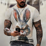 Angry Animal Print Summer Men's T Shirt Casual Short Sleeve Fashion Streetwear Male Oversized Clothing Crew Neck T-Shirts