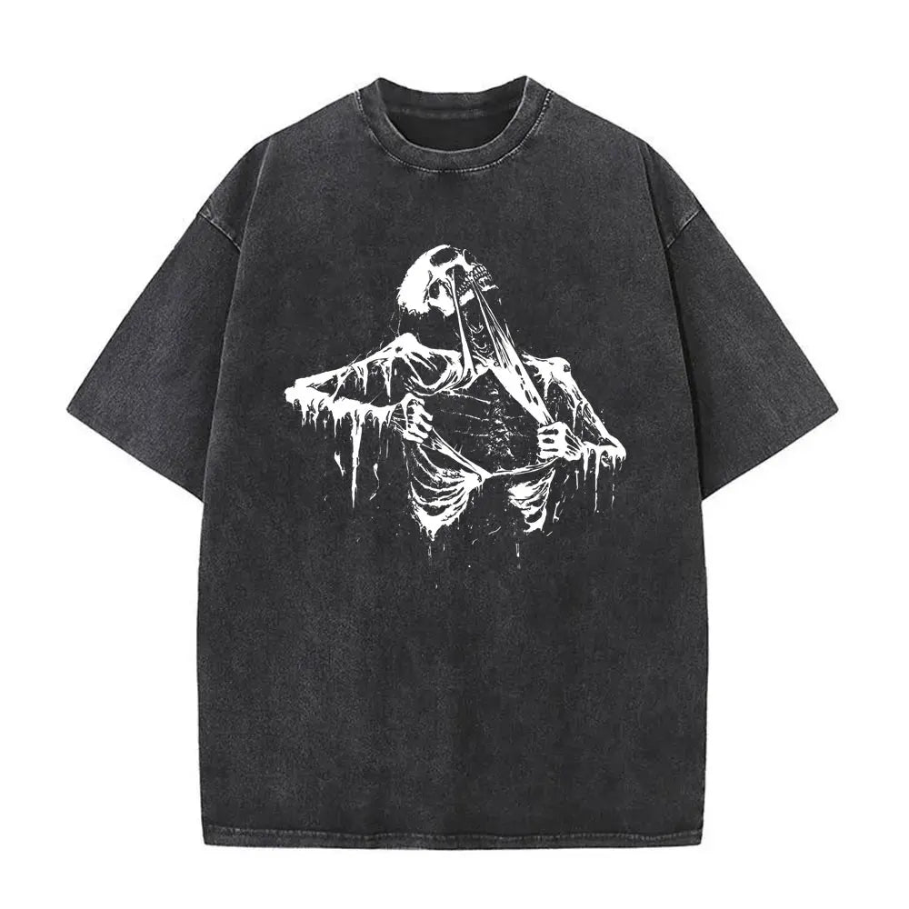 Washed Vintage Catch Em If You Can Car Print T Shirts Men Casual Fishing Lovers Funny Meme T-shirts Male Cotton Oversized Tshirt 6