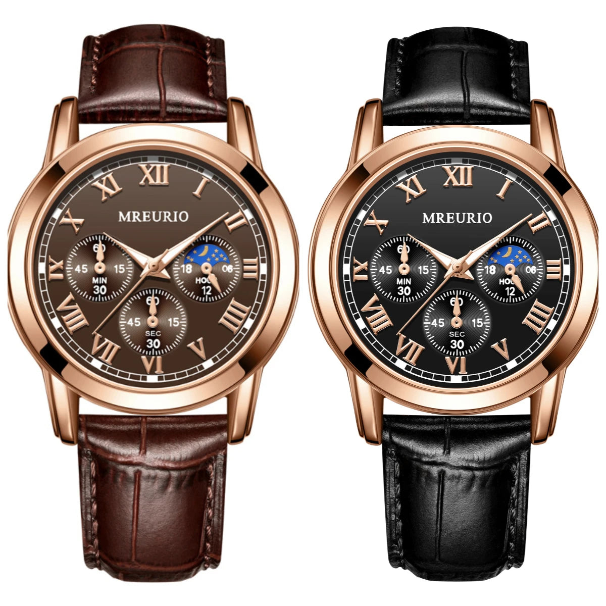 Men’s Luxury Quartz Watch - Casual Brown Leather Wristwatch