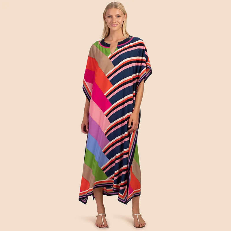 Women's Kaftan Dress | Plus Size Beach Cover Up | Summer Kimono Robe
