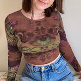 Dark-Academia-Graphic-Print-T-shirt-E-girl-Gothic-Mall-Goth-Alt-Emo-Crop-Top-Y2K