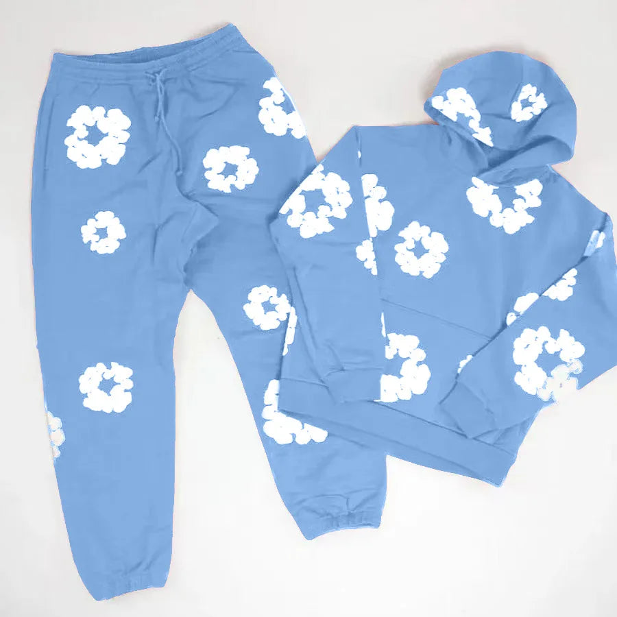 DENIM TEARS brand hot selling new fashionable cotton foam printed hoodie, European and American trendy men's sports suit 3
