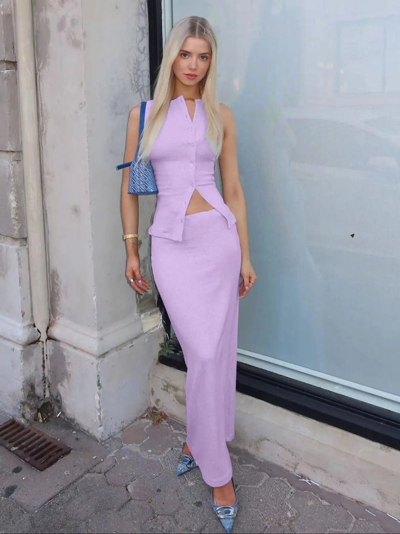 Women’s Ribbed Two-Piece Maxi Set