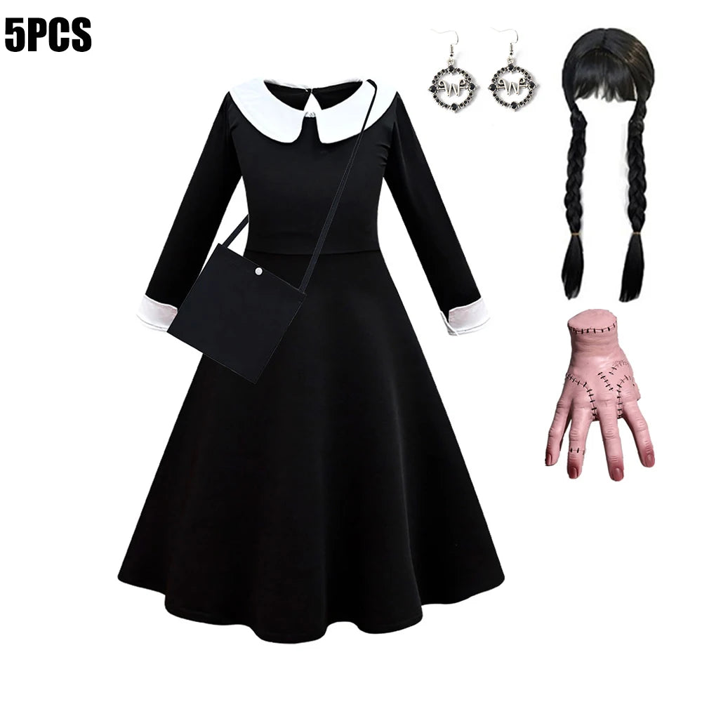 Girls' Gothic Black Mesh Fluffy Dress