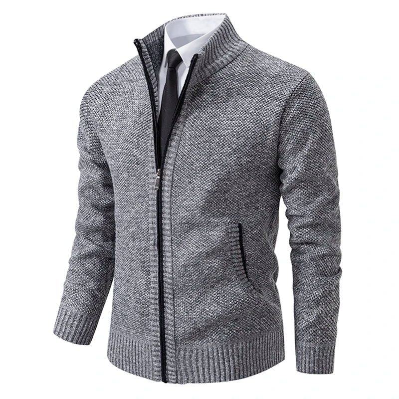 Autumn-And-Winter-New-Jersey-Men-s-Casual-Sports-Coat-Solid-Color-Stand-Collar-Wweater-Grab