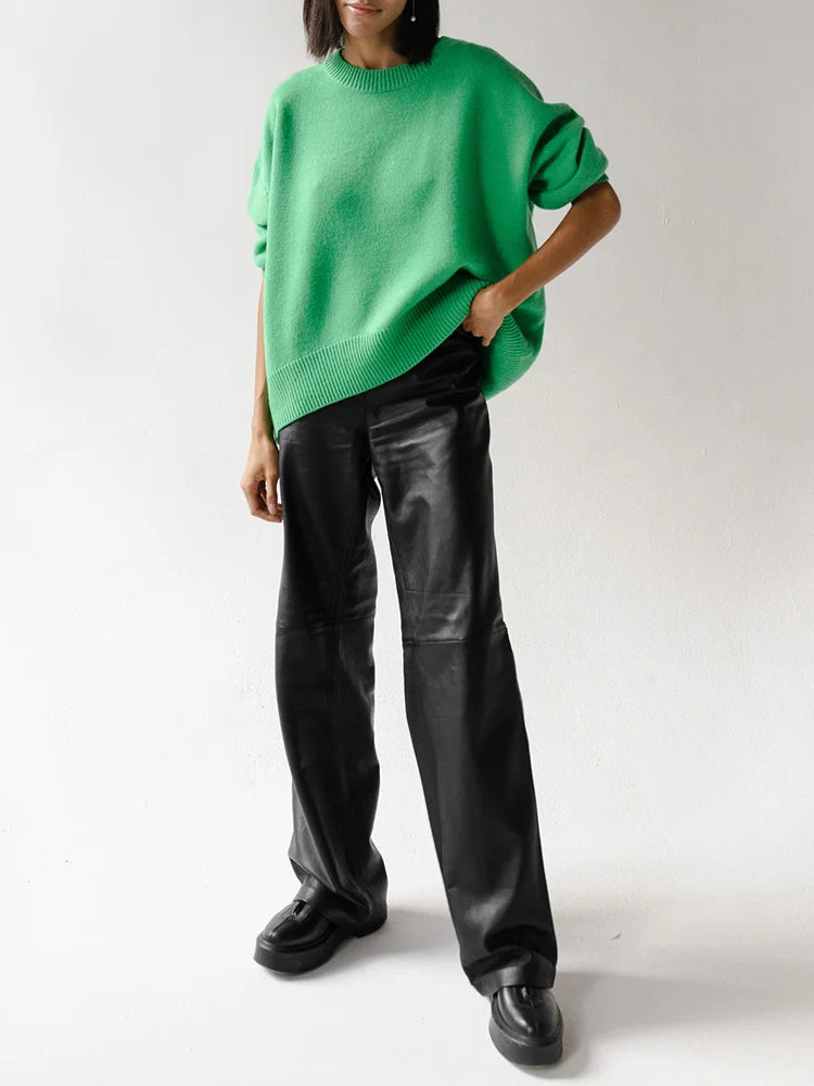 Light Blue Oversized Sweaters For Women 2024 Trend White Loose Sweater Casual Autumn Winter Warm Thick Knit Sweater Women Jumper 11