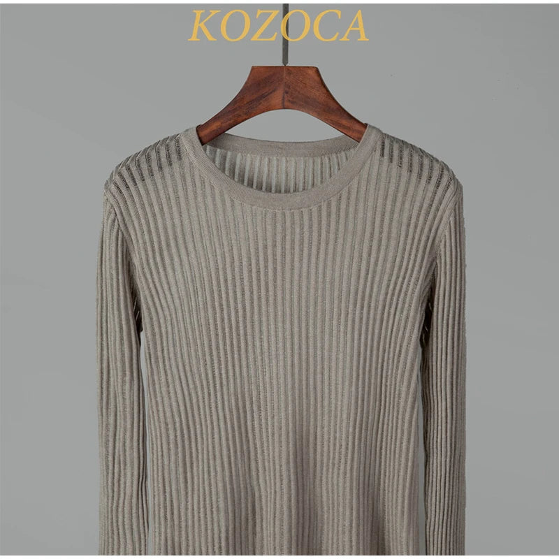 Kozoca-Fashion-White-Elegant-Striped-See-Through-Women-Tops-Outfits-Long-Sleeve-T-Shirts-Tees-Skinny