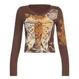 Dark-Academia-Graphic-Print-T-shirt-E-girl-Gothic-Mall-Goth-Alt-Emo-Crop-Top-Y2K