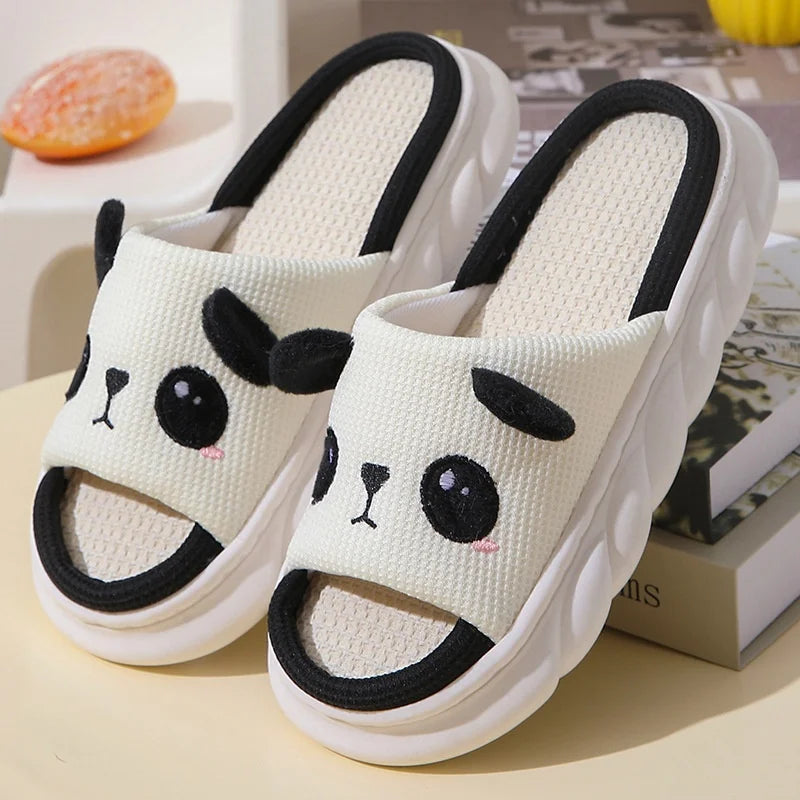 Cute Cartoon Cow Linen Slippers for Men & Women | Non-Slip Home Slides 2