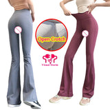 Woman's Sexy Open Crotch Leggings Hidden Zippers Flare Hot Pants Gym Crotchless Booty Lift Dance High Rise Outdoor Sex Trouser 1