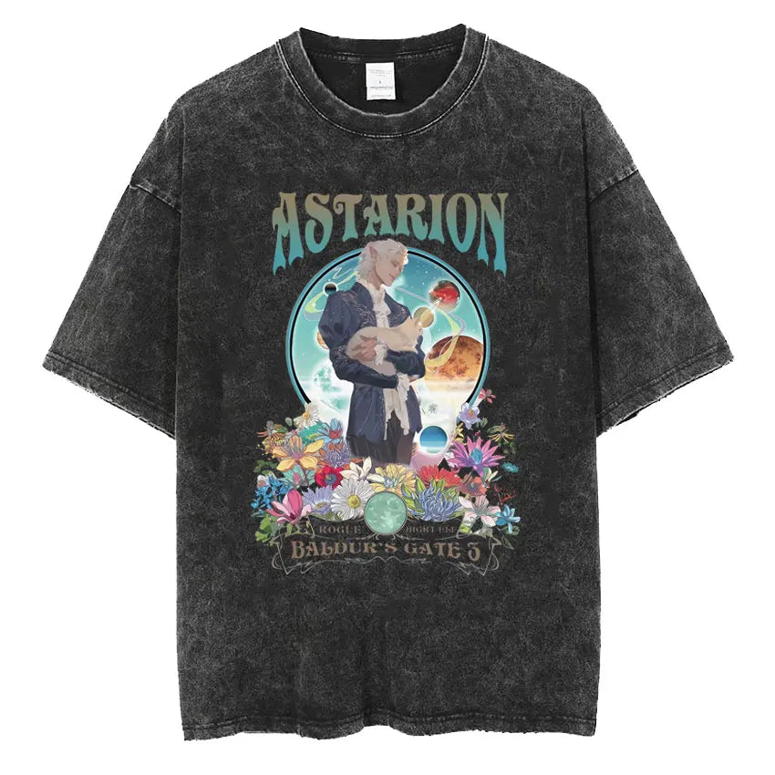 Astarion-Girl-Dinner-Graphic-T-Shirt-Baldurs-Gate-3-Fan-Gamer-Washed-T-Shirts-Women-Men
