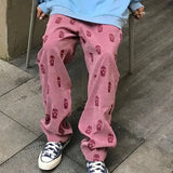 Pants Women Summer Ladies Full Length Trousers Loose High Waist Casual Skulls Drawstring Fashion Popular Preppy Korean Style 7