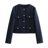 Women’s Casual Round Neck Cropped Suit Coat