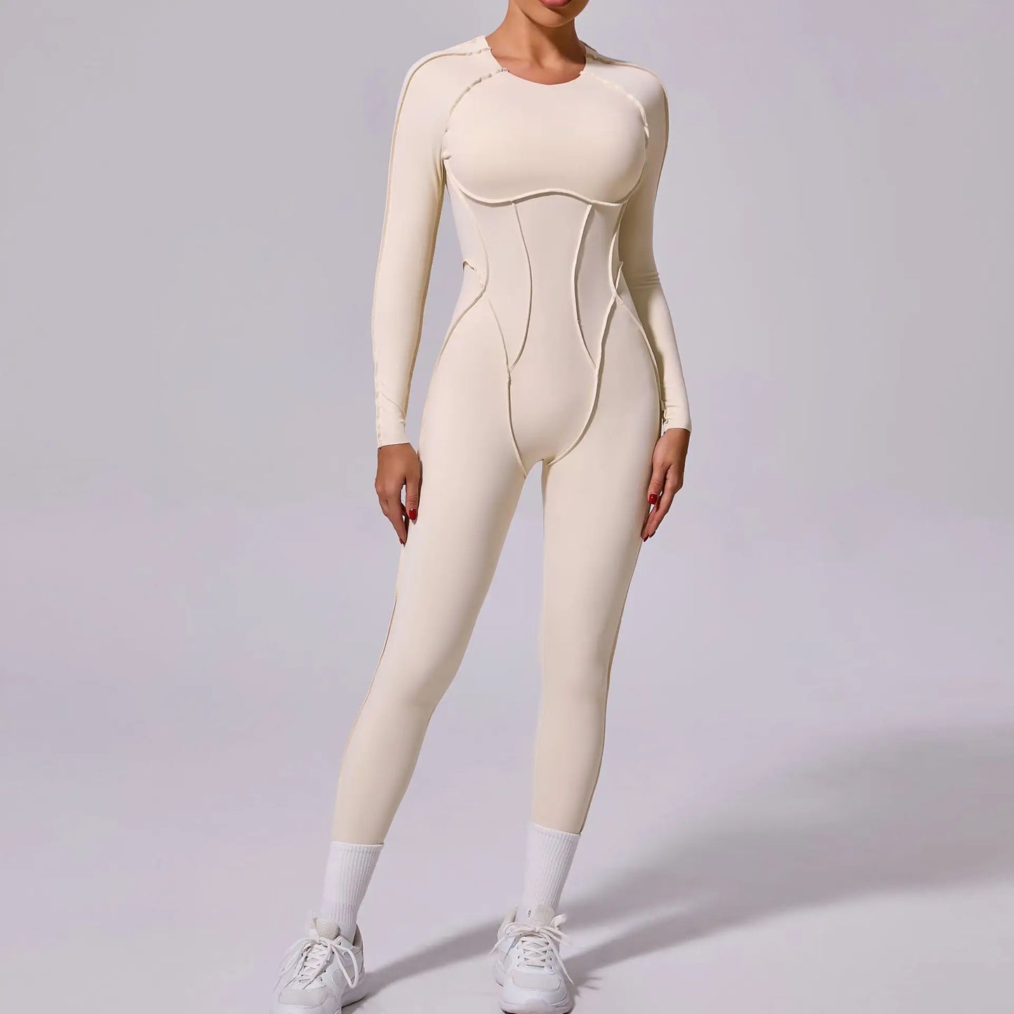 New Autumn/Winter Women's One-piece Yoga Jumpsuit Long-sleeved Sexy Backless Slim Fit Sports Outfit 3