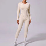 New Autumn/Winter Women's One-piece Yoga Jumpsuit Long-sleeved Sexy Backless Slim Fit Sports Outfit 3