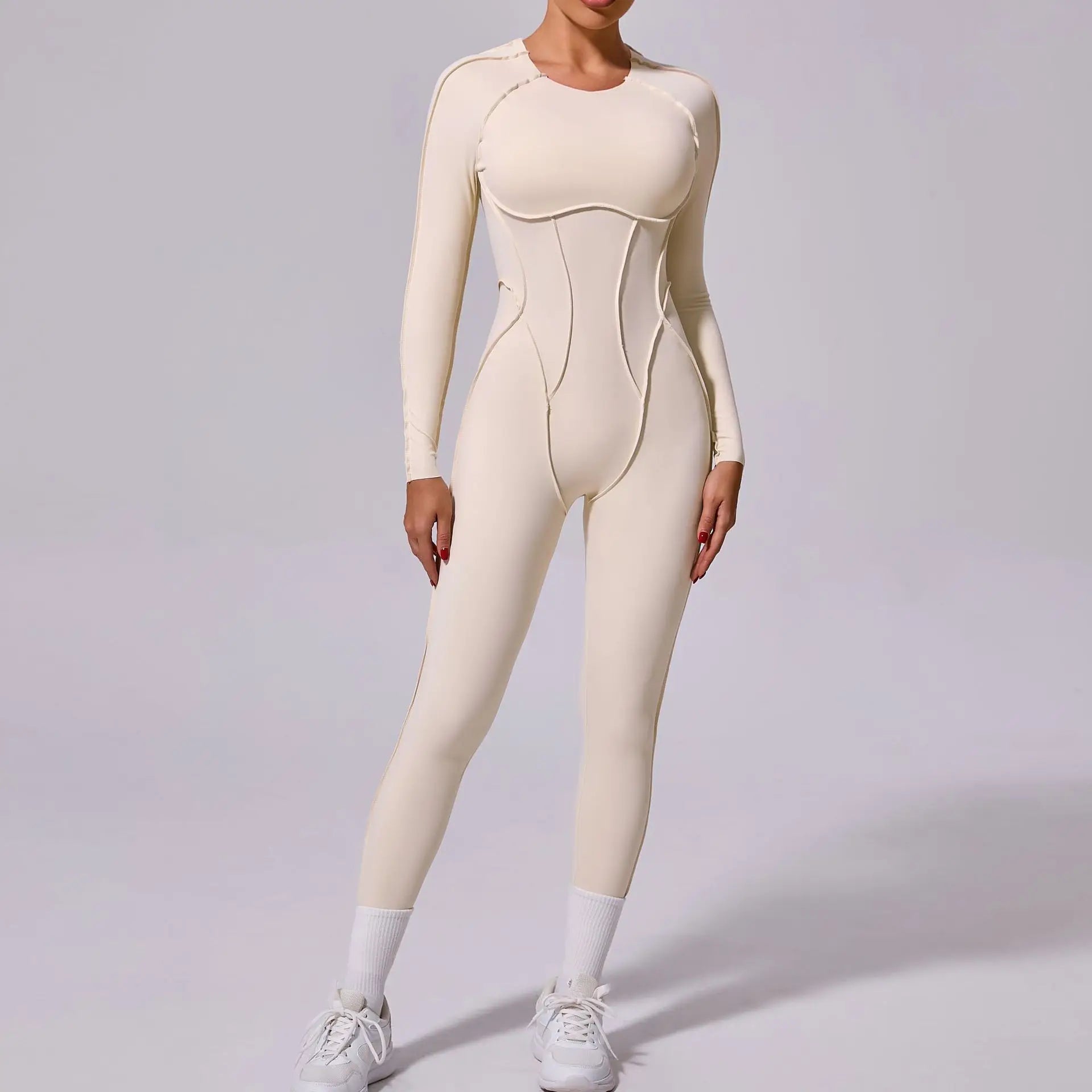 New Autumn/Winter Women's One-piece Yoga Jumpsuit Long-sleeved Sexy Backless Slim Fit Sports Outfit 3